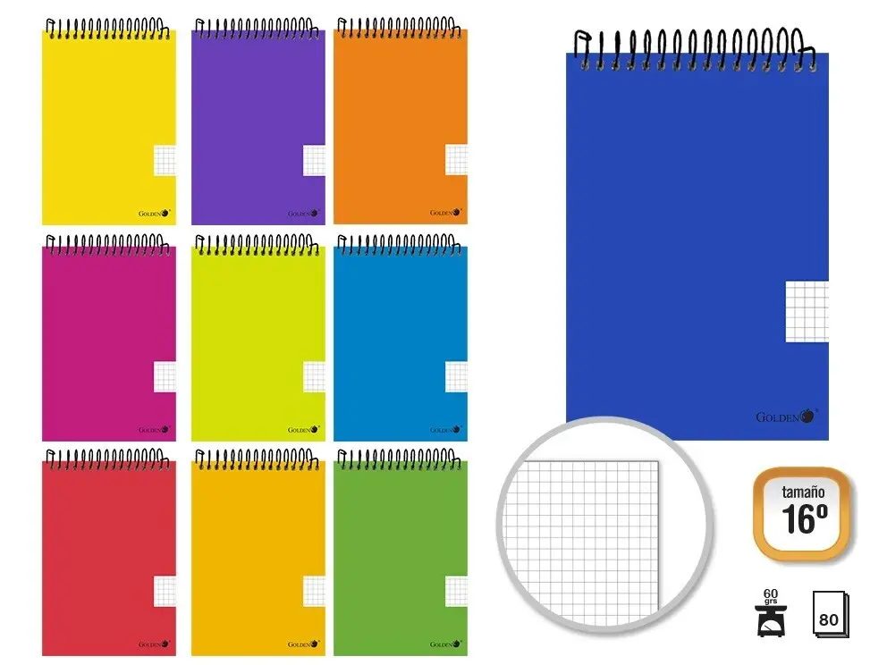 [328535] CUADERNO tapa polipropileno. 16º 80 hojas. apaisado - GOLDEN -