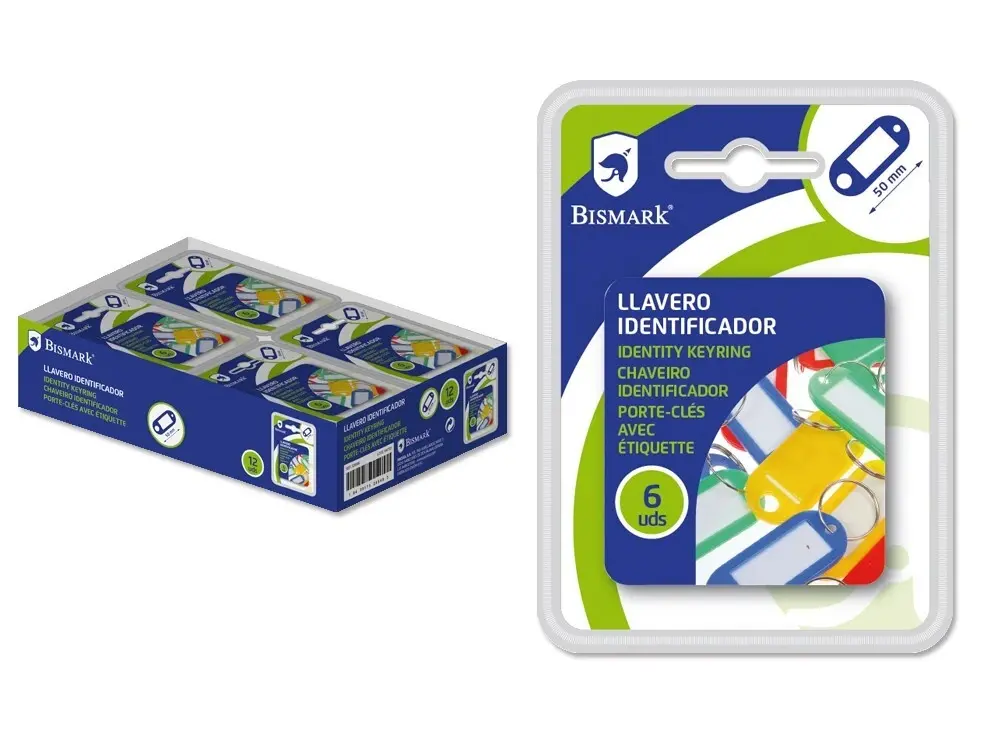 LLAVERO SEÑALIZADOR 6 piezas doble bl. - BISMARK -