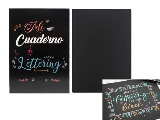 [328629] CUADERNO A4 LETTERING 50 HOJAS NEGRAS 80 GRMS