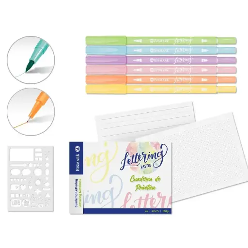 [331090] CUADERNO DE LETTERING PASTEL A4 +5 ROTUS+PLANTILLA