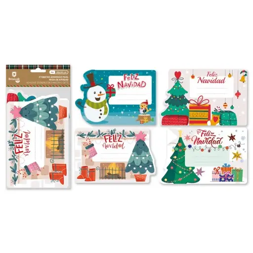[331738] ETIQUETAS ADHESIVAS GRANDES 4 UND NAVIDAD