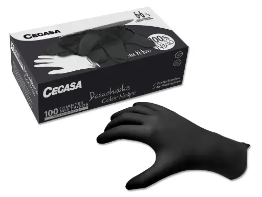 GUANTES CEGASA NITRILO NEGRO S/P 5 MIL 