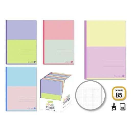 [331462] LIBRETA ENCOLADA PASTEL BICOLOR B5 48 H. 80 GRS