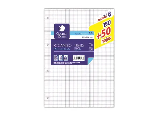 [329563] RECAMBIO A4, 150+50 HOJAS, 90GRS, 4X4 - BISMARK -