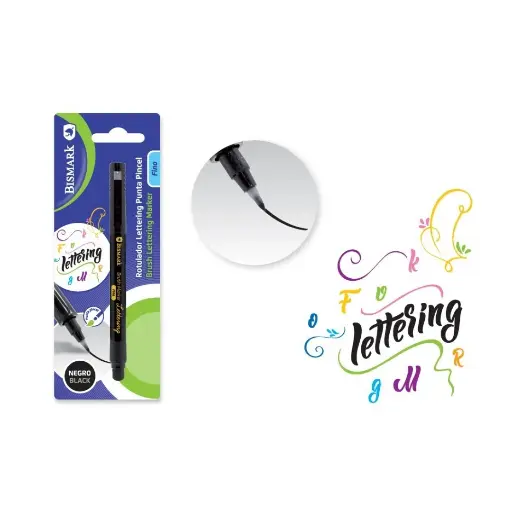 [330010] ROTULADOR PINCEL LETTERING NEGRO PUNTA FINA 1.0mm