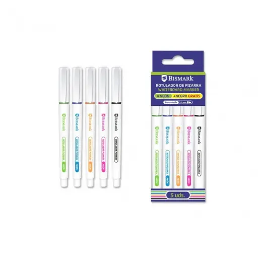 [330176] ROTULADORES PIZARRA 4 COLORES NEON + 1 NEGRO BISMARK 