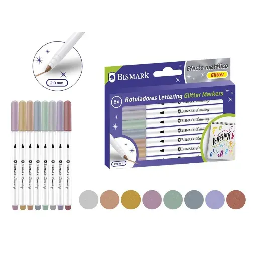 [330338] ROTULADORES TINTA GLITTER LETTERING 8 COLORES