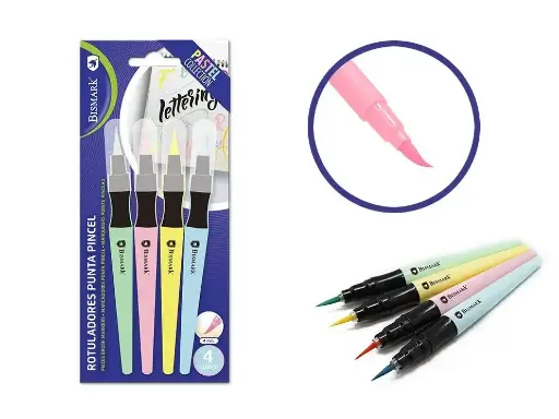 [329575] SET 4 ROTULADORES LETTERING PUNTA PINCEL PASTEL