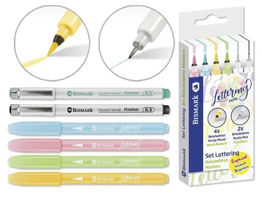 [331049] SET INICIACIÓN 6 ROTULADORES LETTERING PASTEL
