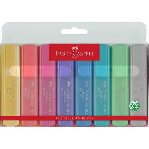 [154681] Rotulador Faber-Castell fluorescente textliner 46 pastel estuche 8 unidades colores surtidos 154681
