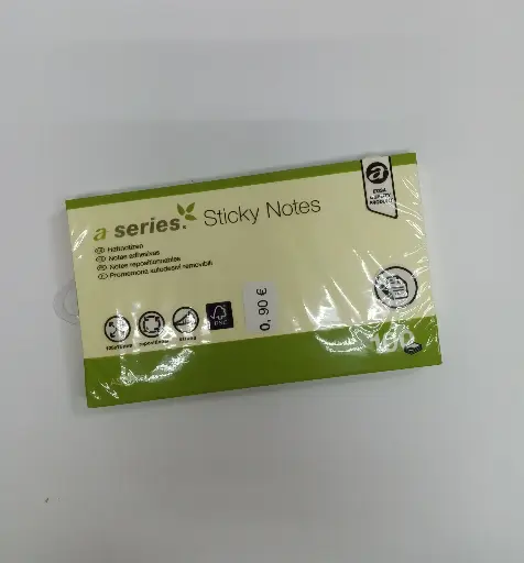[AS0875] BLOC NOTAS ADHESIVAS 76X125 MM AMARILLAS 100 HOJAS  A SERIES