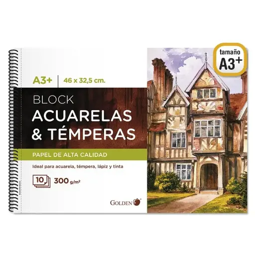 [331268]  CUADERNO DE DIBUJO A3+. 10 Hojas.300gr. golden