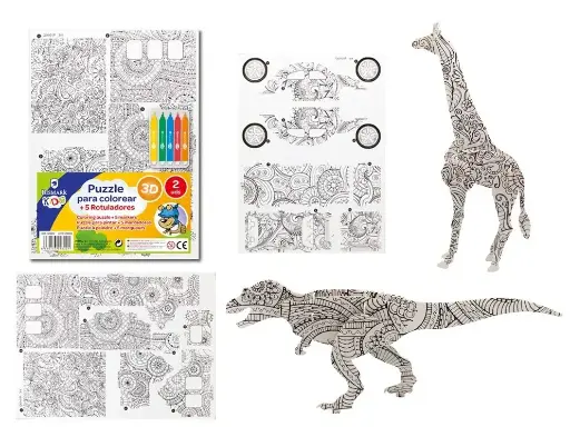 [329222] PUZZLE 3D PARA PINTAR C/ 5 ROTULADORES 2 UND