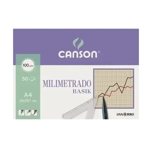 [C200402861] BLOC MILIMETRADO BASIK ENCOLADO 50 HOJAS 100 GR. 21X29,7CM CANSON