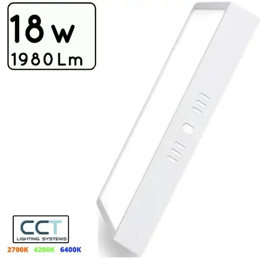 [967276] PLAFON LED SERIE ESSENTIAL PC/ABS 18W CCT (CALIDO-NEUTRO-FRIO) CUADRADO Φ210mmX31mm