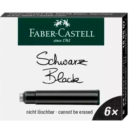 [185507] ESTUCHE 6 CARTUCHOS DE TINTA ESTÁNDAR NEGRO - FABER CASTELL -