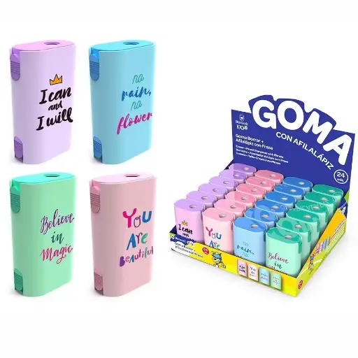 [331835] GOMA DE BORRAR + AFILALAPIZ CON FRASES - BISMARK -